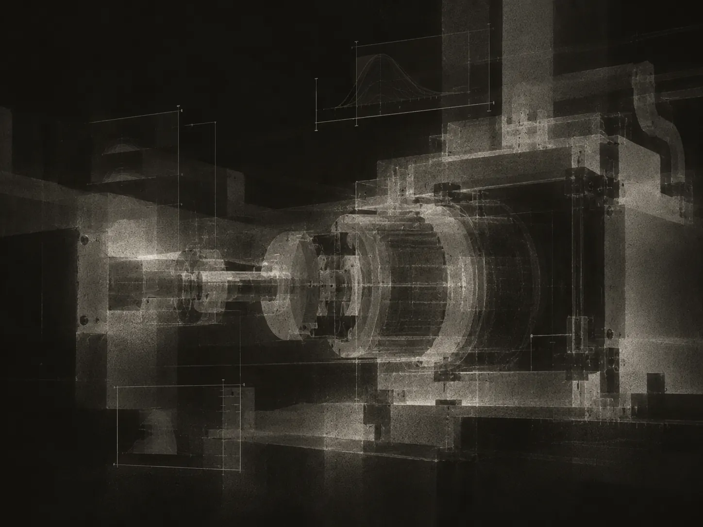 Concept art of an electric machine with simulation overlay